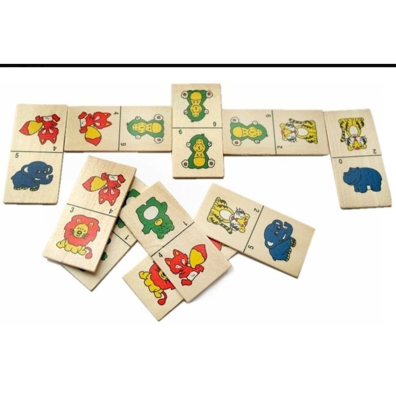 GENERICO - Domino Madera Animales Frutas Juego Didactico Para Niños