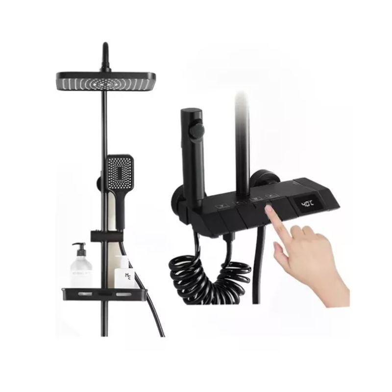 IDEEHOUSE - columna de Ducha Visor Digital 4 Funciones Inox Y Bidet