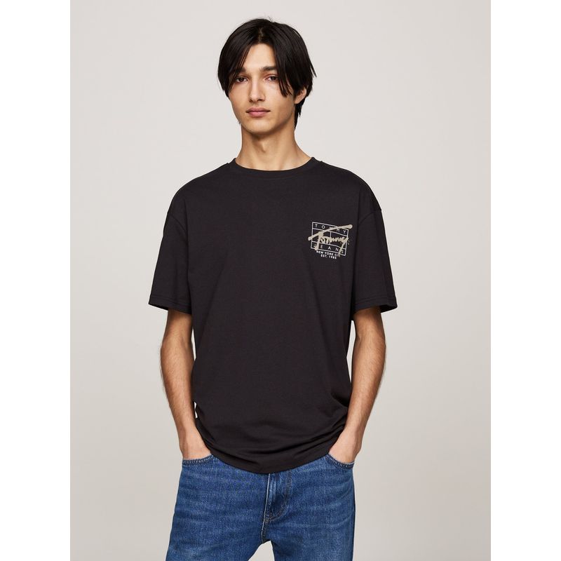 TOMMY HILFIGER - Polera Estilo Grafiti Regular Fit Negro Tommy Hilfiger
