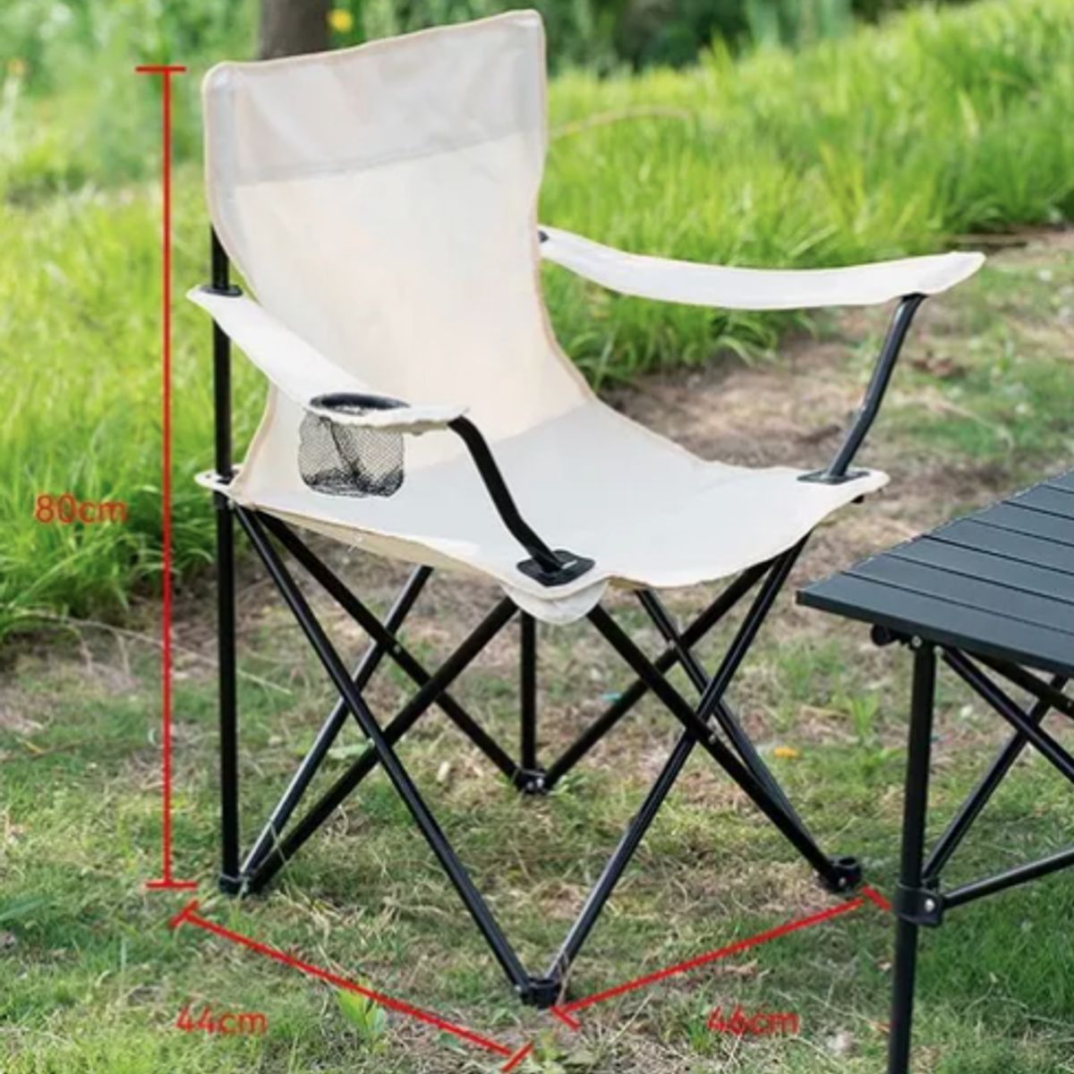 IDEEHOUSE - Silla Plegable De Playa Camping Con Bolso Y Posavaso