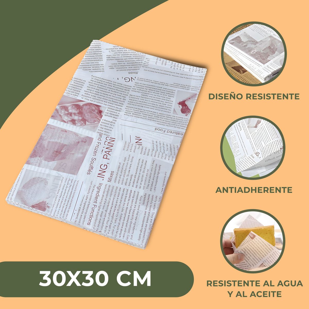 GENERICO - Papel Antigrasa Blanco 33x33cm 1 X 100 Hojas