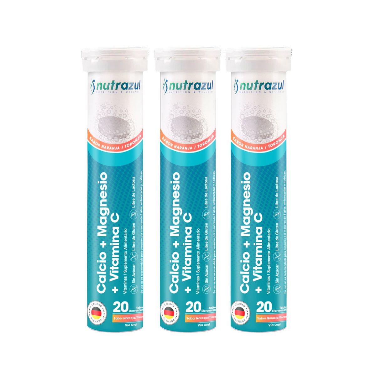 NUTRAZUL - Calcio + Magnesio + Vitamina C - Pack 3 Unidades.