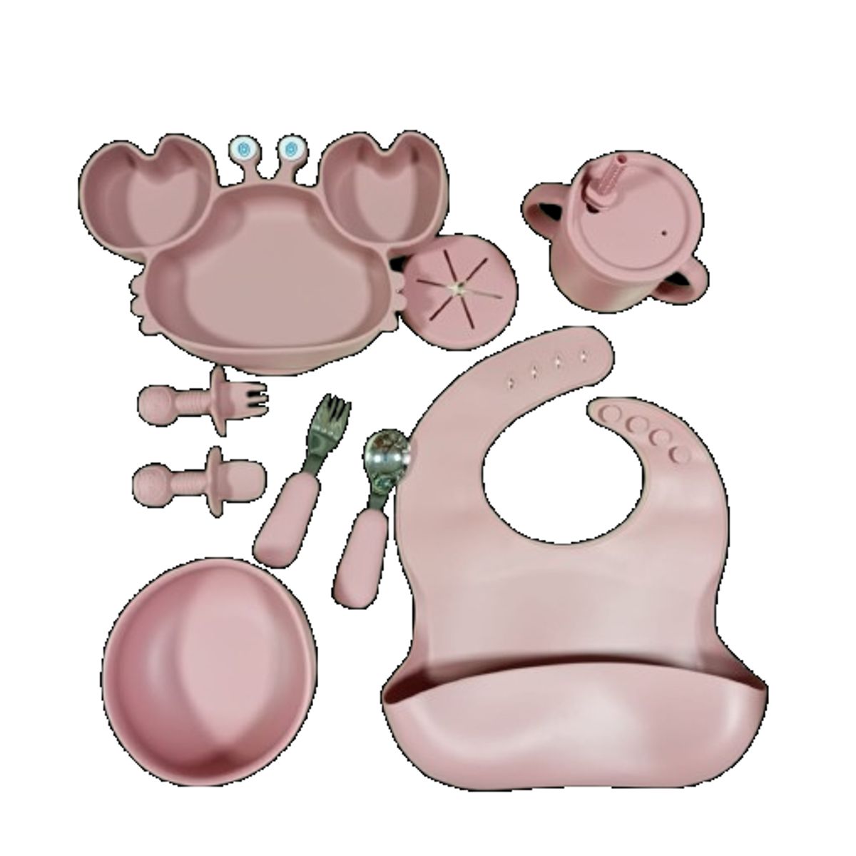 GENERICO - Set alimentación silicona para bebe 9piezas antideslizante