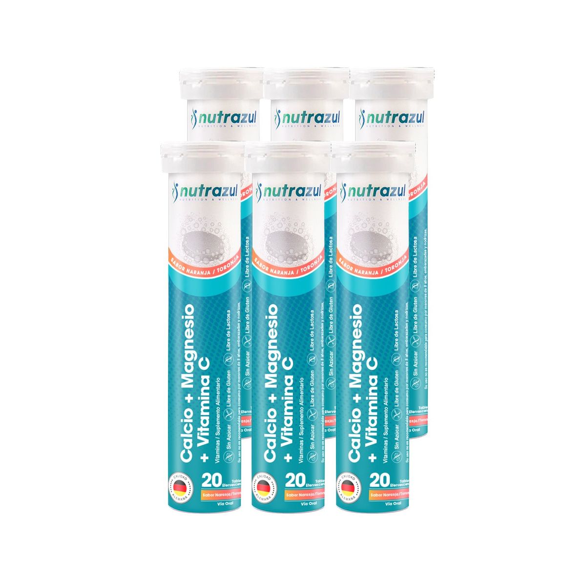 NUTRAZUL - Calcio + Magnesio + Vitamina C - Pack 6 Unidades.