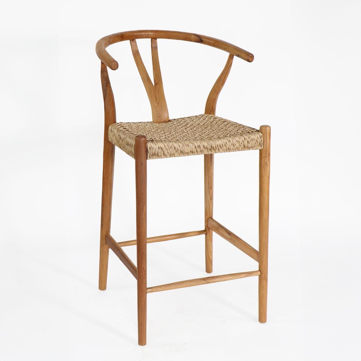 NECTAR - Silla Bar Wishbone madera y fibra Sintética Color Natural H102 cm