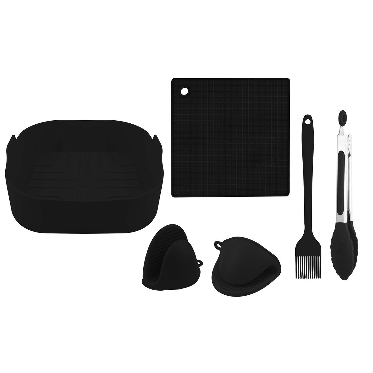 CROIX - Set de Utensilios para Freidoras de Aire 6 Piezas Cuadrado - Negro