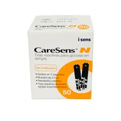 GENERICO - Cintas Tiras Reactivas 50 Unidades para Glucometro Caresens N