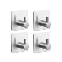 ALDAY - Pack de 4 Ganchos Adhesivos Impermeables - Color Plateado
