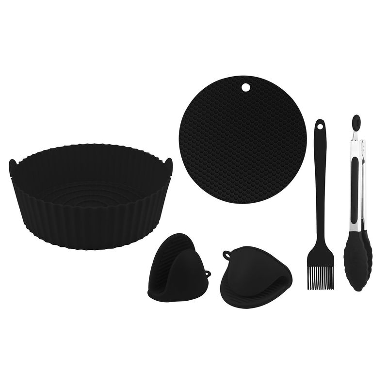 CROIX - Set De Utensilios Para Freidoras De Aire 6 Piezas Redondo - Negro