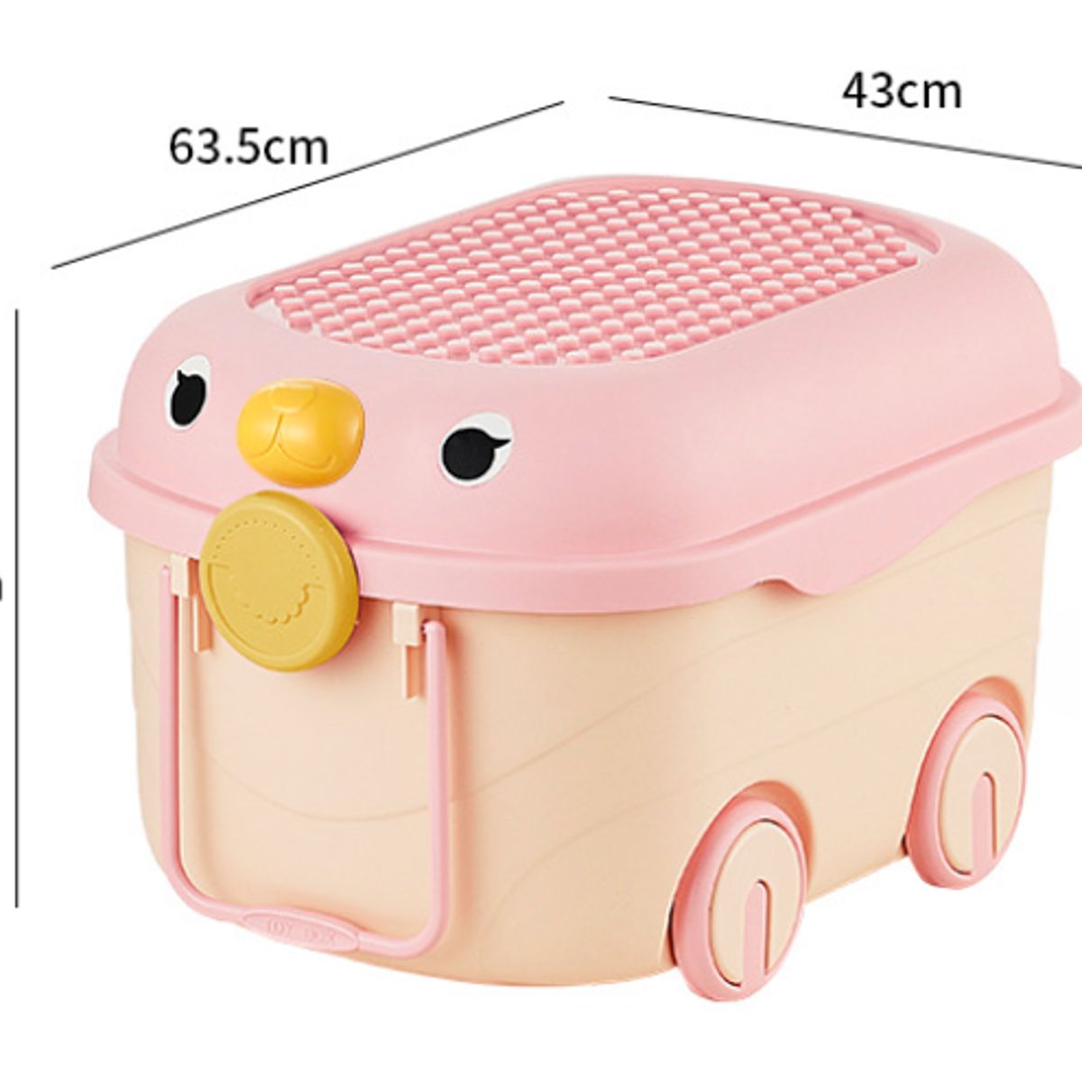 SENSIBLUE - Baúl de Juguetes Infantil Organizador con Ruedas Diseño de Pajarito Rosa