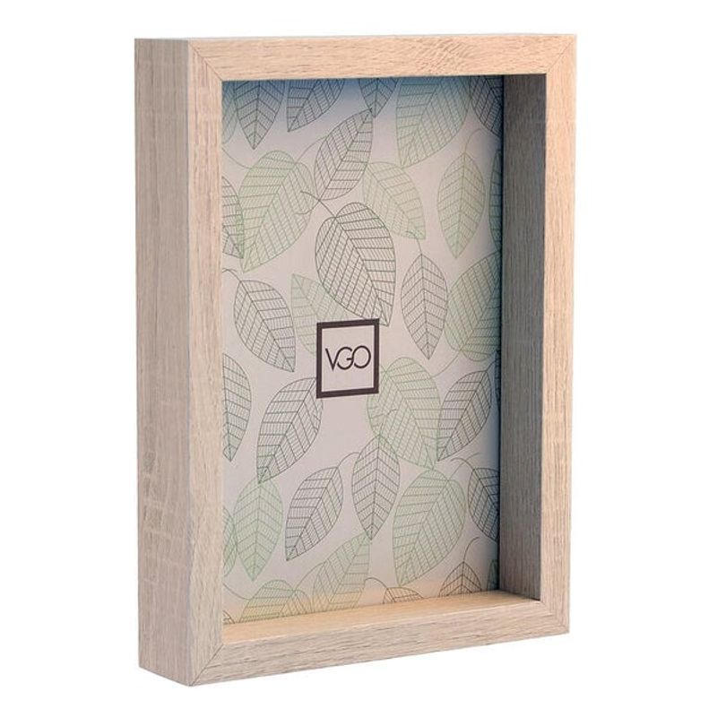 VGO - Marco plástico box simil madera Natural 30x40 cm