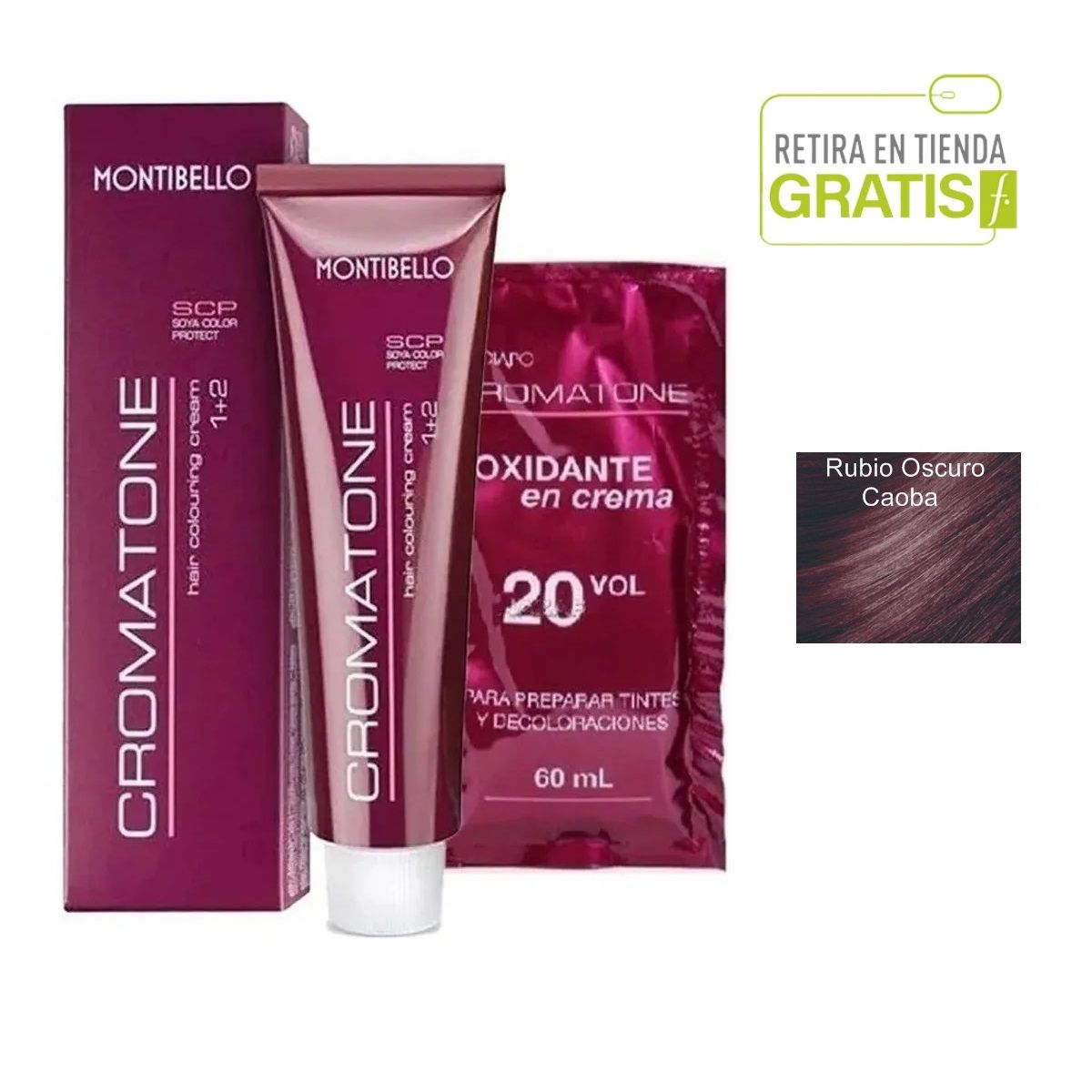 MONTIBELLO - Tintura Permanente Cromatone 6.5 Rubio Oscuro Caoba+  Oxidante