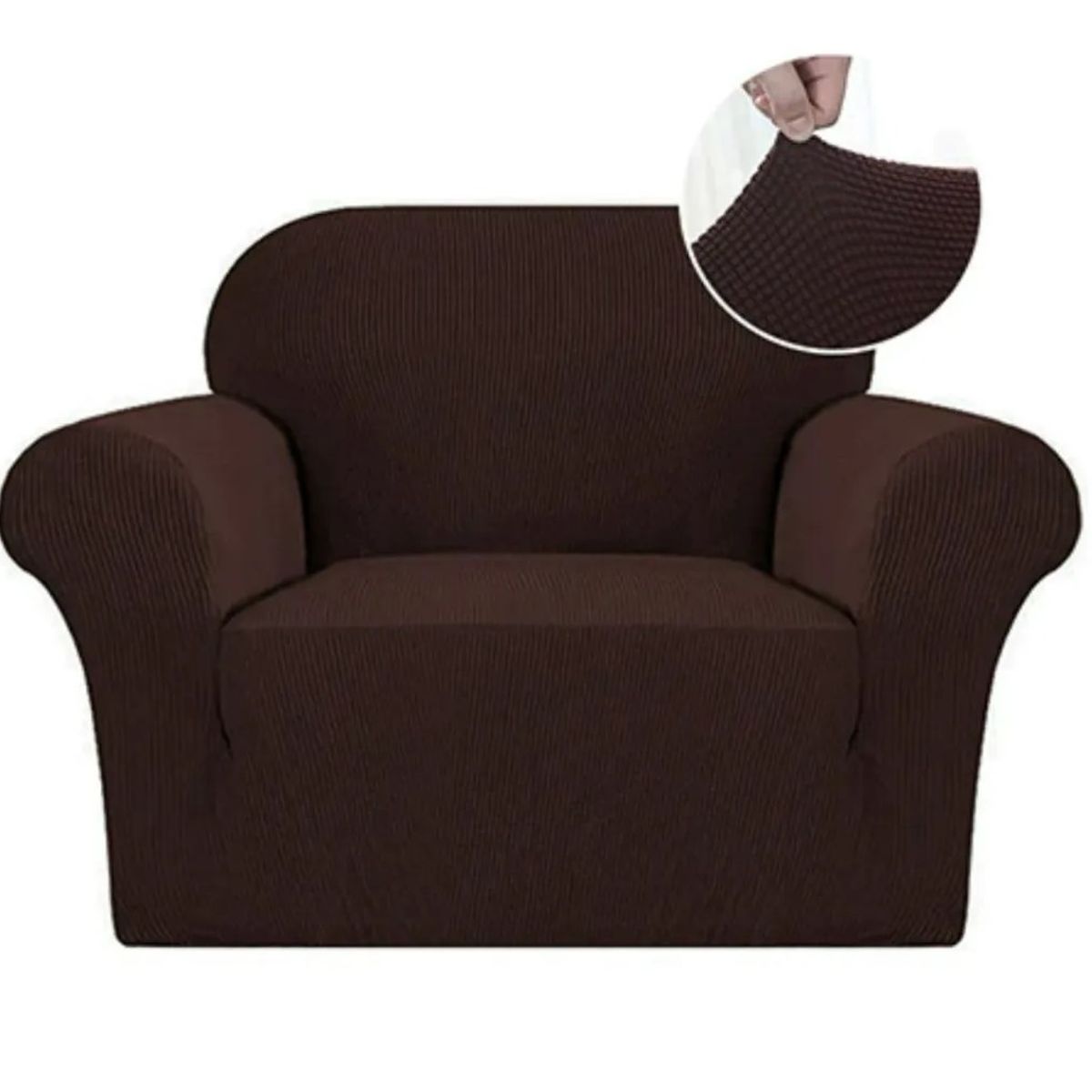 GENERICO - Funda Cubre Sofá Cuadrille 1 Cuerpo CAFE MORO Premium Protectora