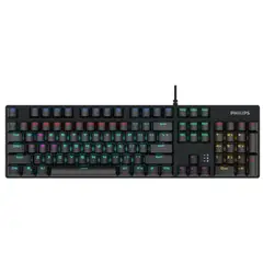 PHILIPS - Teclado Gamer Qwerty Luz Rainbow Negro