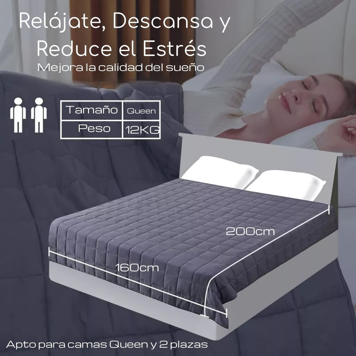 ACQUI - Manta De Gravedad Pesada Queen 12kg Trastorno Sueño Acqui