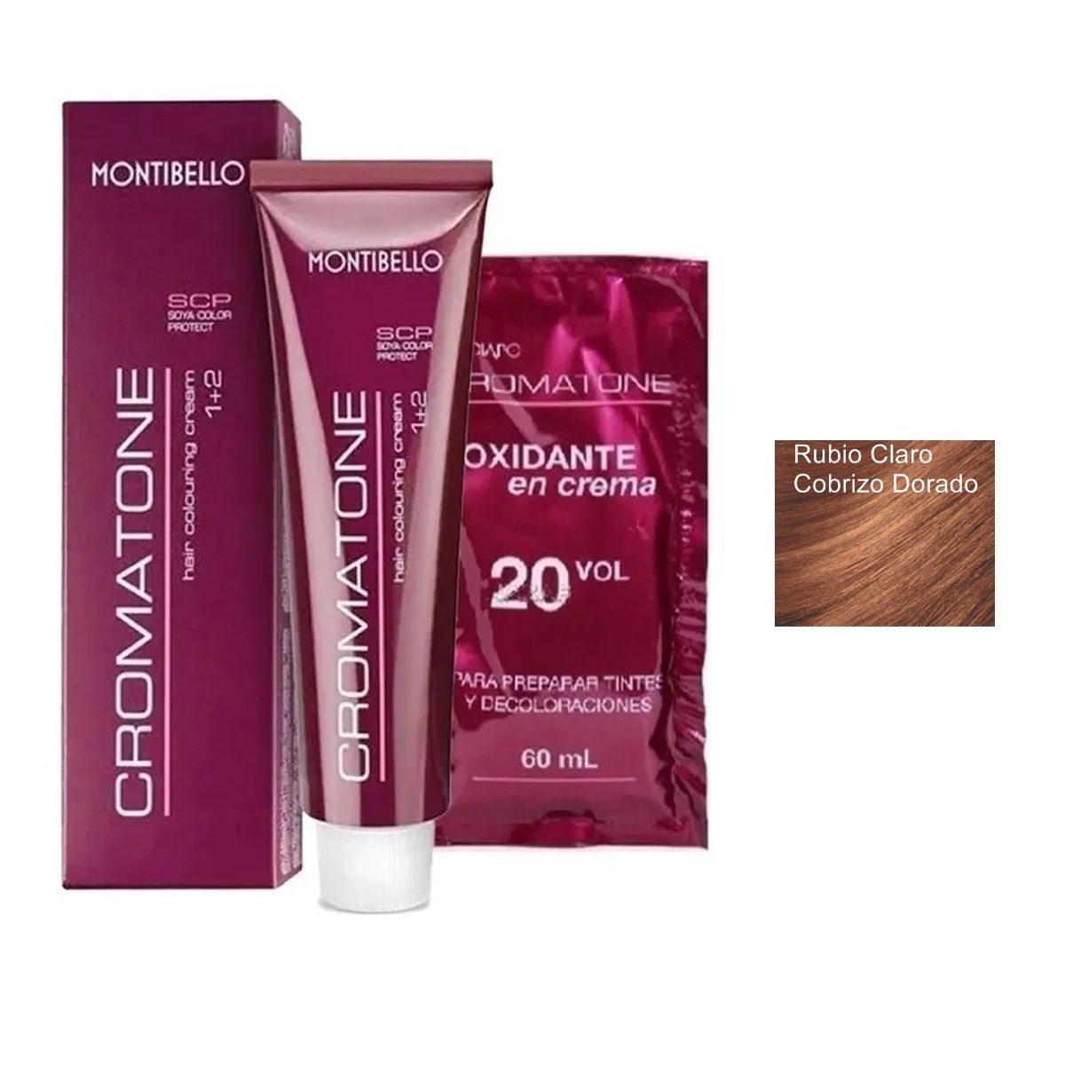 MONTIBELLO - Tintura Permanente Cromatone 8.43 Rubio Claro Cobrizo Dorado+  Oxidante
