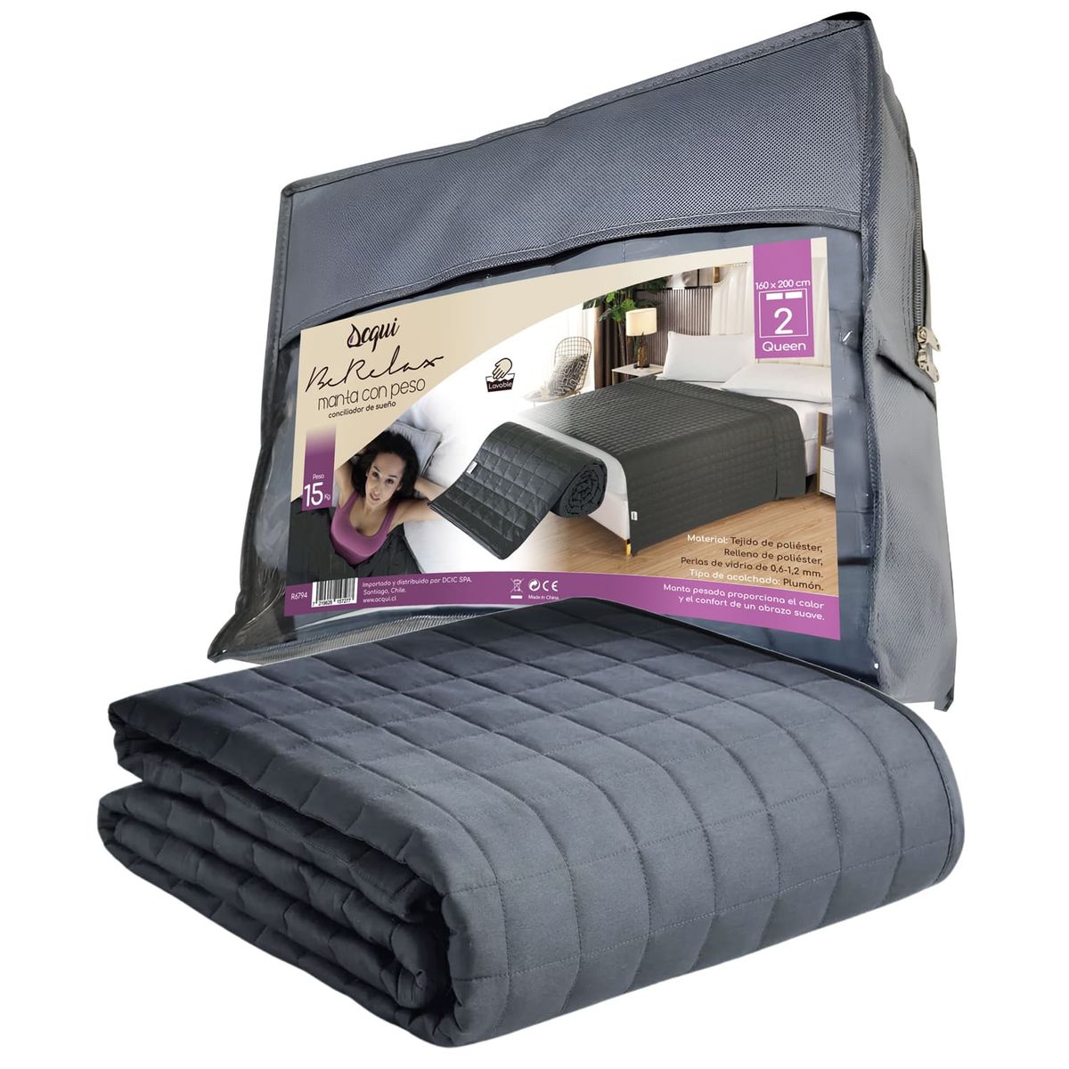 ACQUI - Manta de gravedad pesada Queen 15kg trastorno sueño Acqui