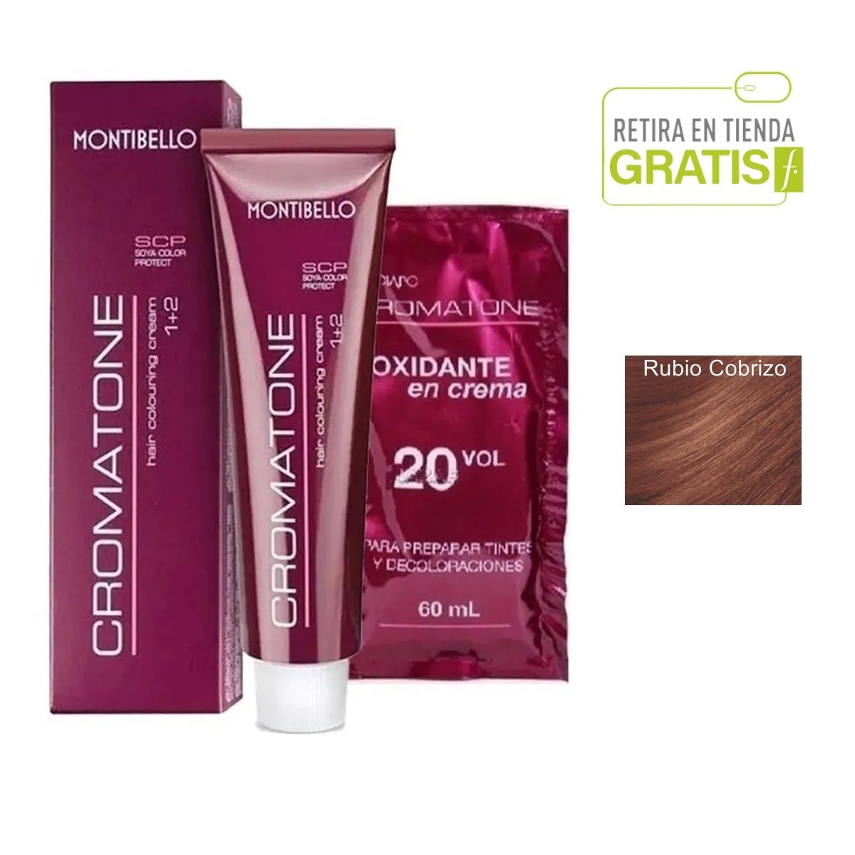 MONTIBELLO - Tintura Permanente Cromatone 7.4 Rubio Cobrizo+  Oxidante