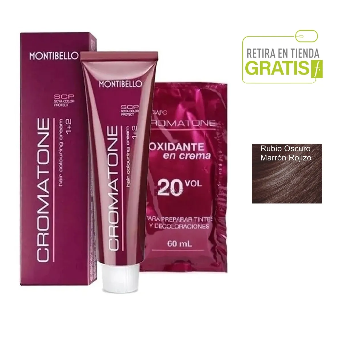 MONTIBELLO - Tintura Permanente Cromatone 6.67 Rubio Oscuro Marron Rojizo+  Oxidante