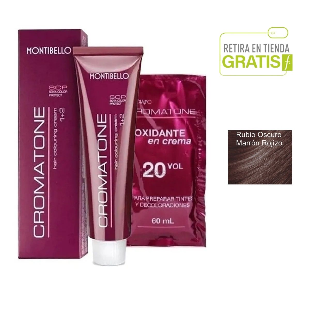 MONTIBELLO - Tintura Permanente Cromatone 6.67 Rubio Oscuro Marron Rojizo+  Oxidante