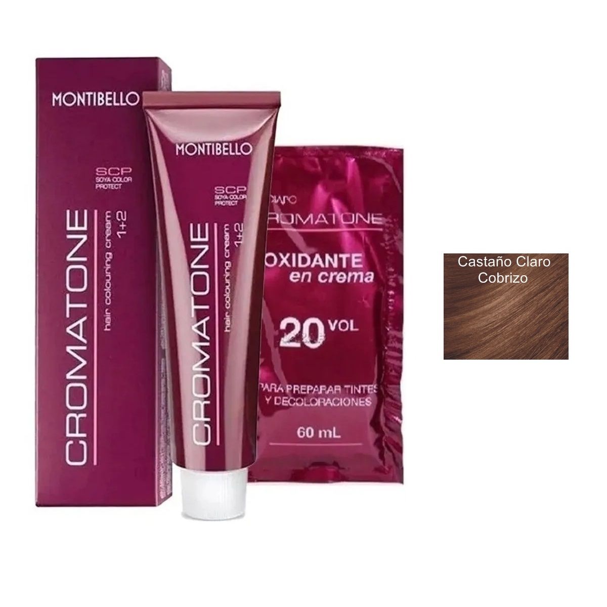 MONTIBELLO - Tintura Permanente Cromatone 5.4 Castaño Claro Cobrizo+  Oxidante