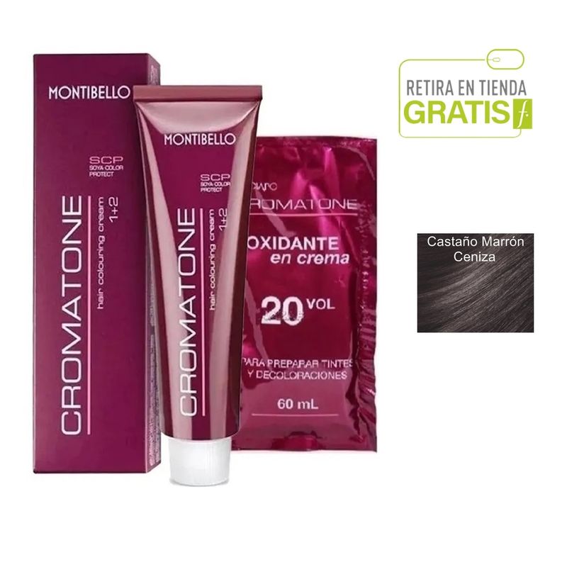 MONTIBELLO - Tintura Permanente Cromatone 4.61 Castaño Marrón Ceninza+  Oxidante