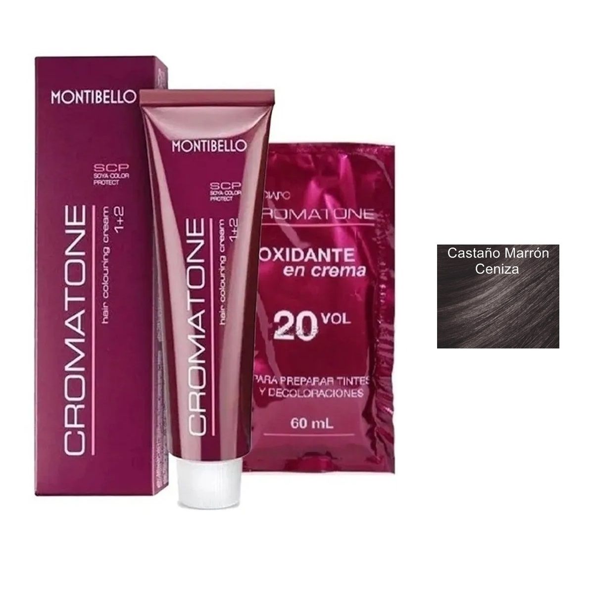 MONTIBELLO - Tintura Permanente Cromatone 4.61 Castaño Marrón Ceninza+  Oxidante