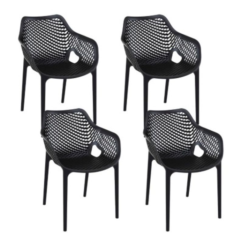 HABITA2 CHILE - Pack 4 Butaca Silla con Apoyabrazos Polipropileno City - Negro