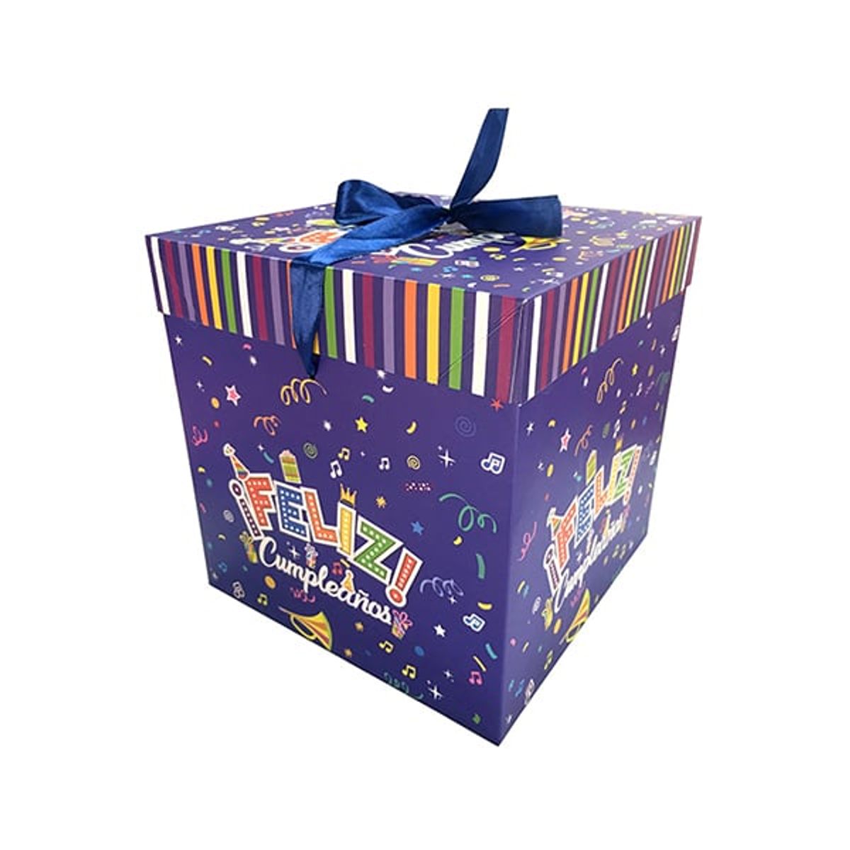 GENERICO - CAJA PLEGABLE FELIZ CUMPLE AZUL CHICO 10X10CM X12 UNI