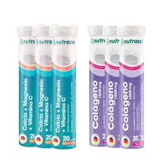 NUTRAZUL - Calcio - Magnesio (3) + Colágeno Marino Hidrolizado 1000 mg (3 ) - Pack 6 u.
