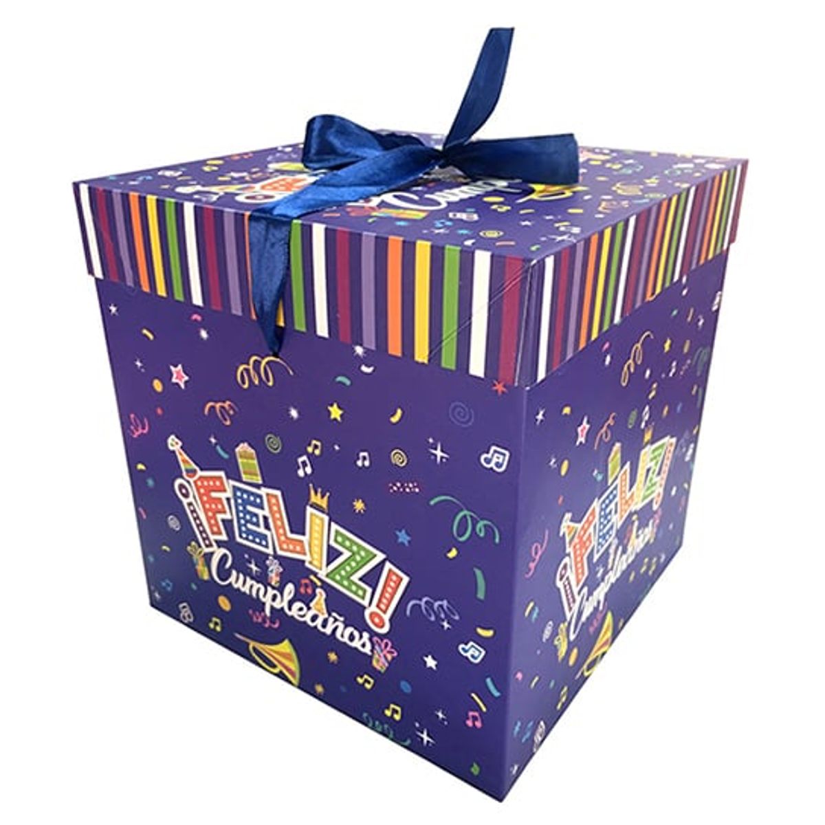 GENERICO - CAJA PLEGABLE FELIZ CUMPLE AZUL GIGANTE 30X30 CM X12 UNI