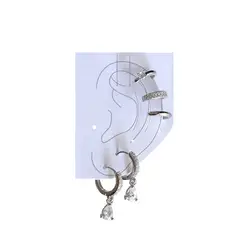 VANE COLLECTION - Aros mujer set de 3 fantasía fina con baño rodio y circones plateados