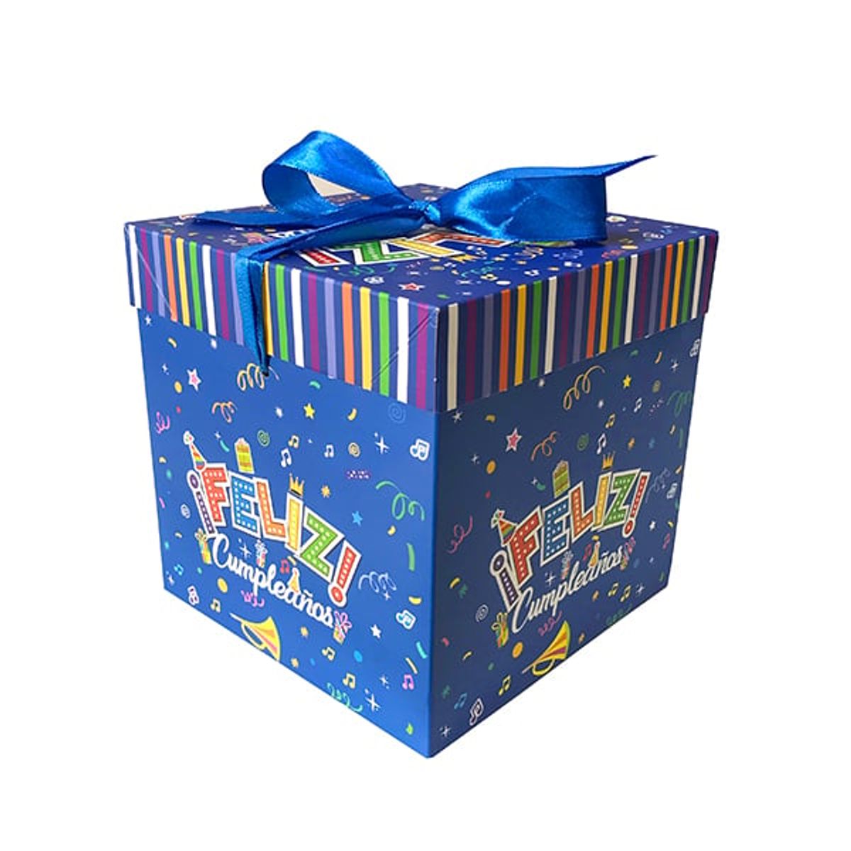 GENERICO - CAJA PLEGABLE FELIZ CUMPLE AZUL MEDIANO 15X15CM X12 UNI