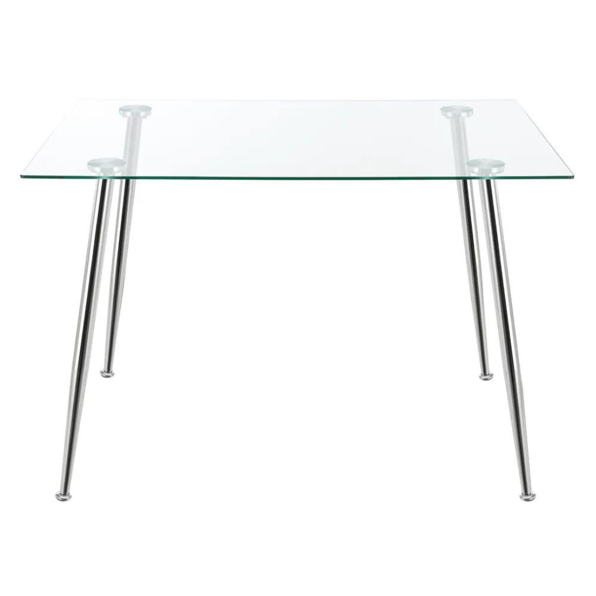 PANDALINO - Mesa Rectangular Vitreo 130x80 (Cromada) - Vidrio Templado - Nórdico