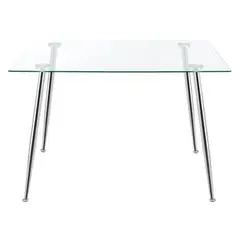 PANDALINO - Mesa Rectangular Vitreo 130x80 Cromada - Vidrio Templado - Nórdico -
