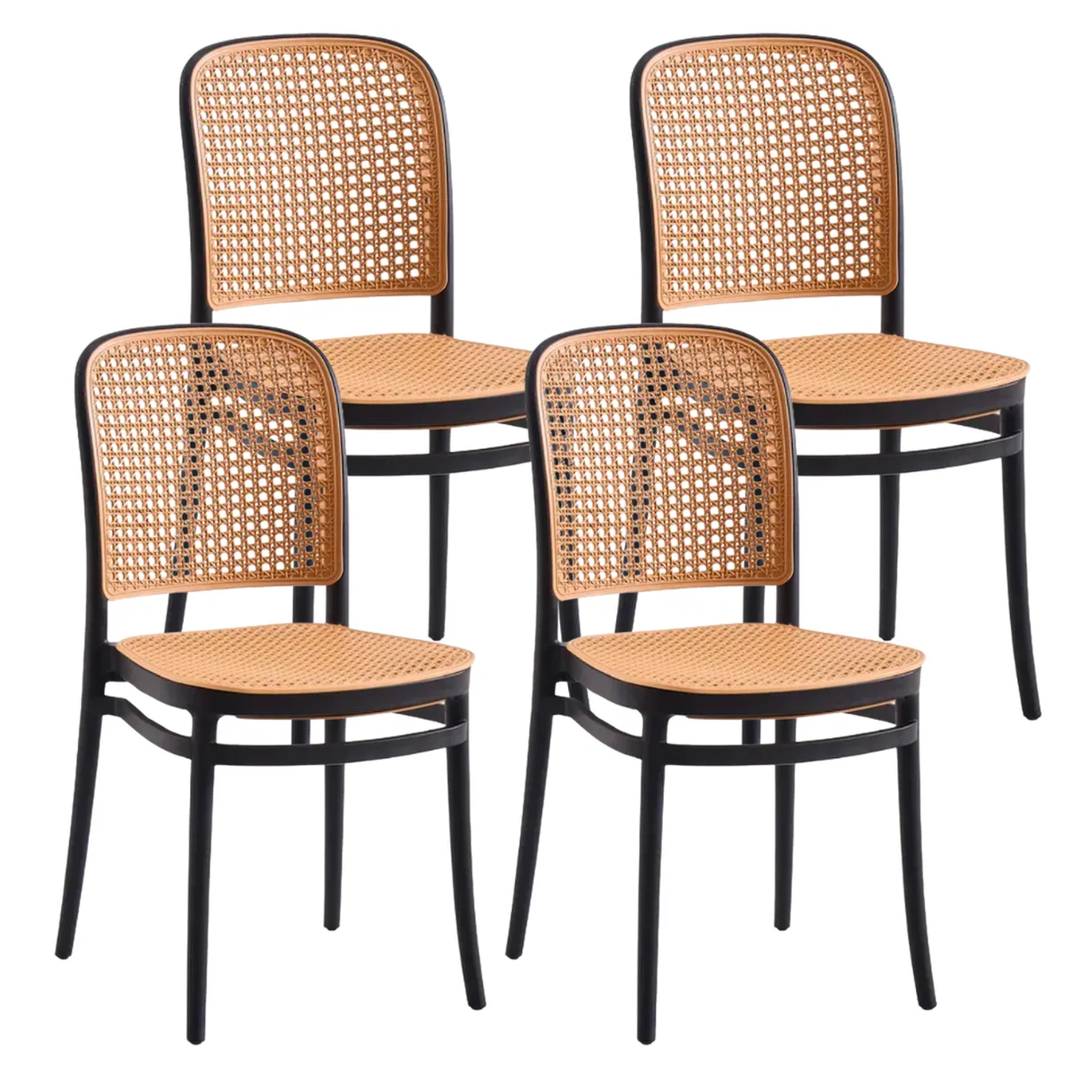 PANDALINO - Pack 4 Silla Montana Negra - Resistente para Interior y Exterior