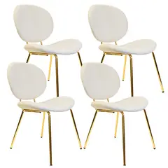PANDALINO - Pack 4 Sillón Angelica Velvet Beige - Sala Dormitorio u Oficina