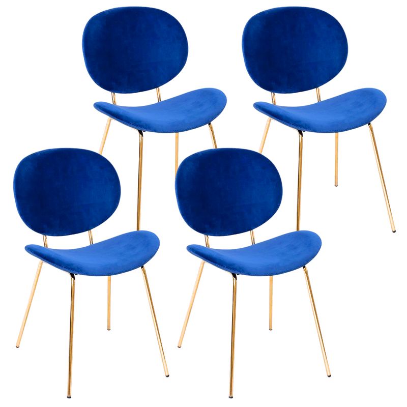 PANDALINO - Pack 4 Sillón Angelica Velvet Azul - Sala Dormitorio u Oficina