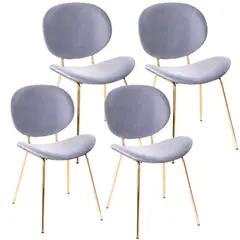 PANDALINO - Pack 4 Sillón Angelica Velvet Gris - Sala Dormitorio u Oficina