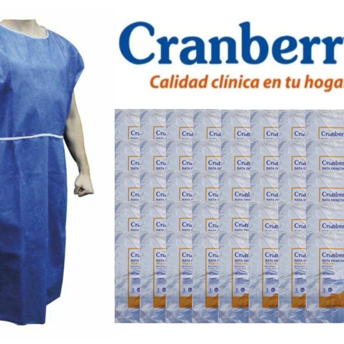 CRANBERRY - Bata Paciente Desechable Sin Manga Cranberry Pack 50 Un