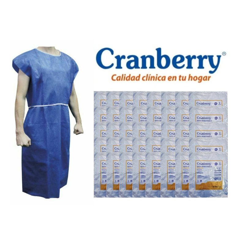 CRANBERRY - Bata Paciente Desechable Sin Manga Cranberry Pack 50 Un