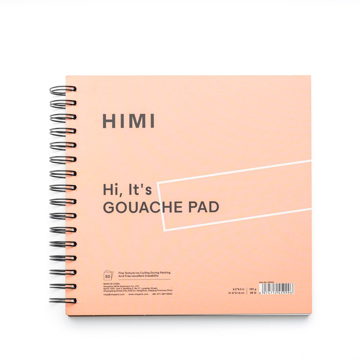 HIMI - HIMI Block para Gouache 21.6 x 21.6 cm 50hojas 160g Rosado