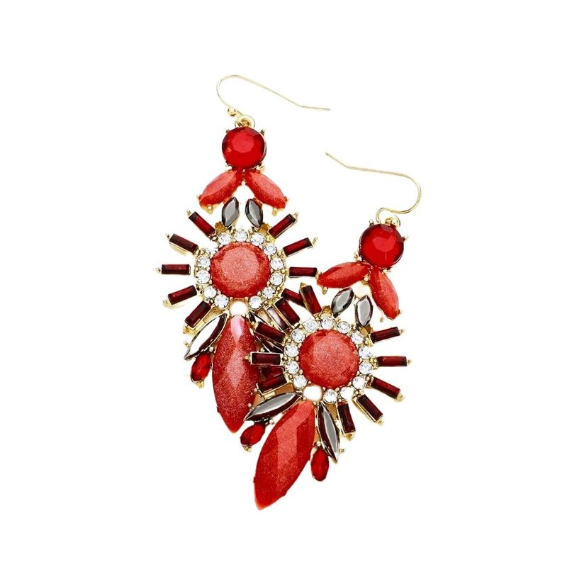 VANE COLLECTION - Aros mujer colgantes fantasía baño oro diseño rojo facetados