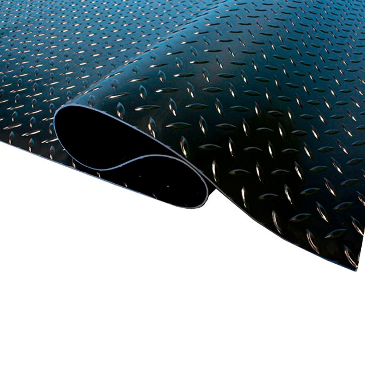 QRUBBER - Piso de Goma Antideslizante Diamantado Negro 1x20mts QRubber