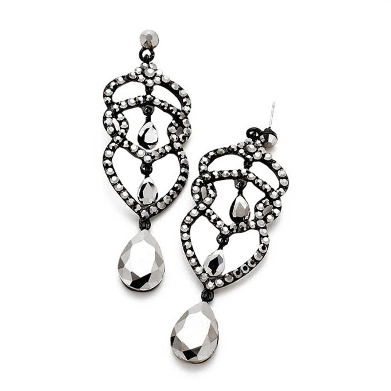VANE COLLECTION - Aros mujer fino colgantes lágrima cristal hematita facetados