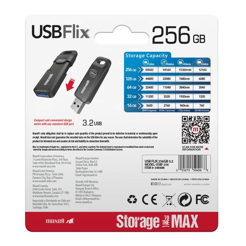 MAXELL - Pendrive Maxell Flix 256gb 3.2