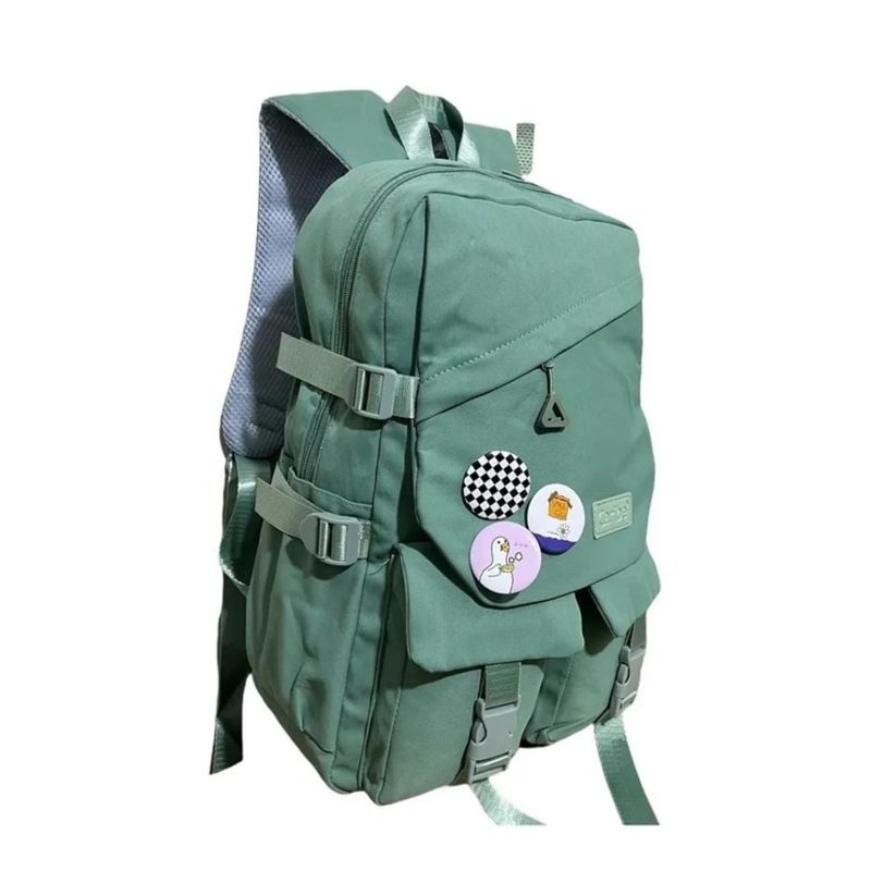 OEM - MOCHILA JUVENIL ESCOLAR CON INSIGNIAS VERDE
