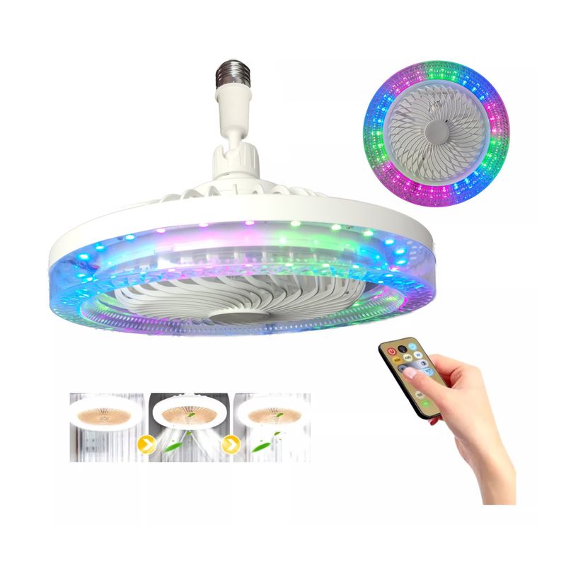 GENERICO - Ventilador De Techo con Luces Led RGB 5 Aspas Con Control Remoto