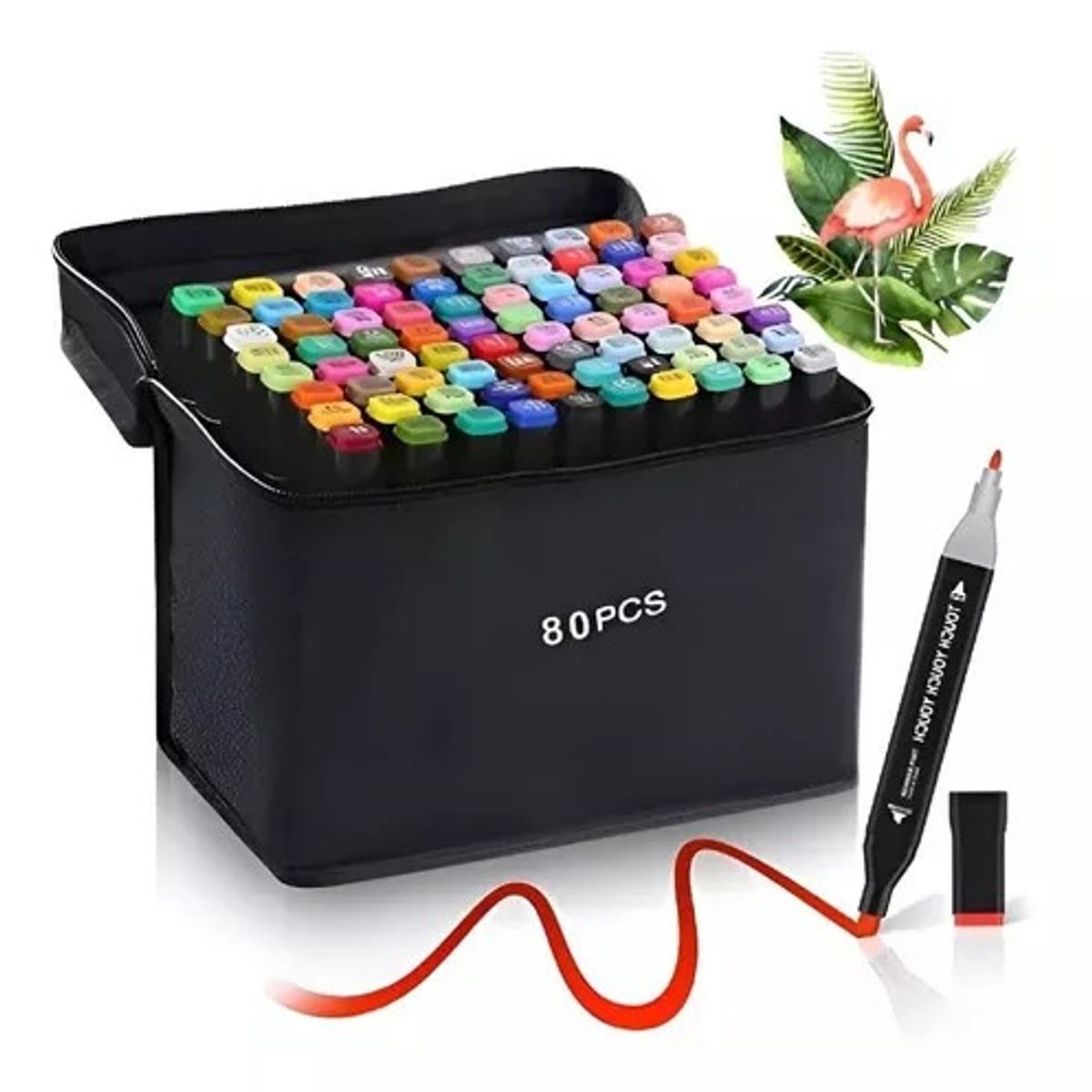 GENERICO - Set 80 Marcadores De Alcohol Qatarshop Plumones Lapices