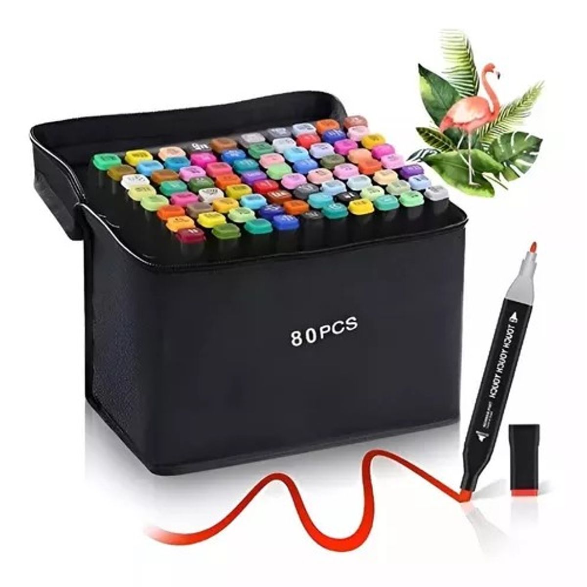 GENERICO - Set 80 Marcadores De Alcohol Qatarshop Plumones Lapices